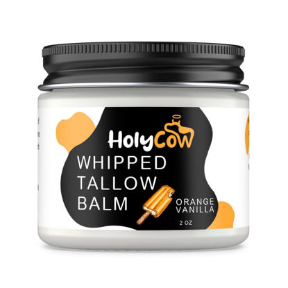 Picture of Beef Tallow For Skin - Whipped Tallow Balm with Organic Jojoba Oil (Orange Vanilla), Grass Fed Beef Tallow Face Moisturizer for Eczema, Baby, Lip Balm - Lotion For Extremely Dry Skin