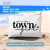 Picture of Just a Small Town Girl Makeup Bag Country Girl Gift, Southern Girl Small Town Girl Cosmetic Bag Positive Gift Journey Pouch to Her Teen Girl’s Birthday Gift Travel Bag