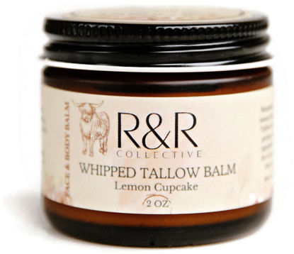 Picture of Handmade Tallow Balm (Lemon Cupcake)- 100% Grass Fed Beef Tallow for Skin Care- 100% Natural Whipped Tallow Balm- Sensitive & Dry Skin, Eczema, Psoriasis- 2 FL. oz