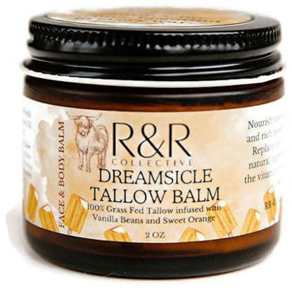 Picture of R&R Collective Whipped Tallow Balm (Dreamsicle) - 100% Grass Fed Beef Tallow for Skin Care- 100% Natural Handmade Whipped Orange & Vanilla Tallow Balm for Sensitive Skin- 2 FL. oz.