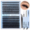 Picture of Pawotence Lash Clusters Kit 40D 60D Lash Extension Kit 10-18mm Cluster Eyelash Extension Kit Individual Lashes 280pcs Eyelash Clusters with Lash Bond and Seal, Lash Tweezers for Self Use