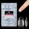 Picture of UNA GELLA Short Oval Round Nail Tips, Soft Gel Pre-shaped Half Matte Short Oval Gel x Nail Tips Full Cover Acrylic Press on Fake Nails for Nail Extension Art DIY Nail Salon 216Pcs 12 Sizes