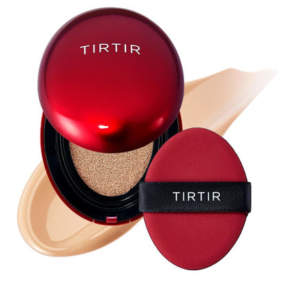Picture of TIRTIR Mask Fit Red Cushion Foundation | Full coverage, Weighless, Skin fit, Satin Glow Finish, Korean cushion foundation (#22N Shell Beige, 0.63 Fl Oz (Pack of 1))