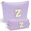 Picture of YOOLIFE Purple Makeup Bag for Women - Personalized Initial Cute Makeup Pouch Make Up Case for Girlfriend Bridesmaid Wife | Cosmetic Travel Toiletry Bag for Friend Female | Birthday Gift for Her Mom Z