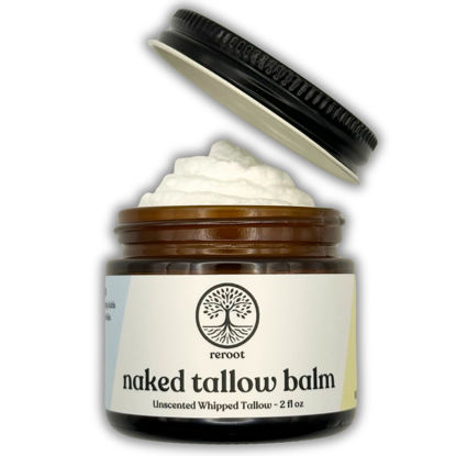 Picture of Handmade NAKED TALLOW BALM | 1 Ingredient - 100% Grass Fed Tallow | Whole Body & Face | Whipped & UNSCENTED for Sensititve Dry Skin, Babies, Eczema, Psoriasis, Rosacea (2oz)