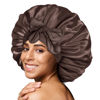 Picture of BONNET QUEEN Large Satin Bonnet Silk Bonnet for Sleeping Women Hair Bonnet Big Bonnet Night Sleep Cap Scarf Wrap for Curly Hair with Tie Band Brown