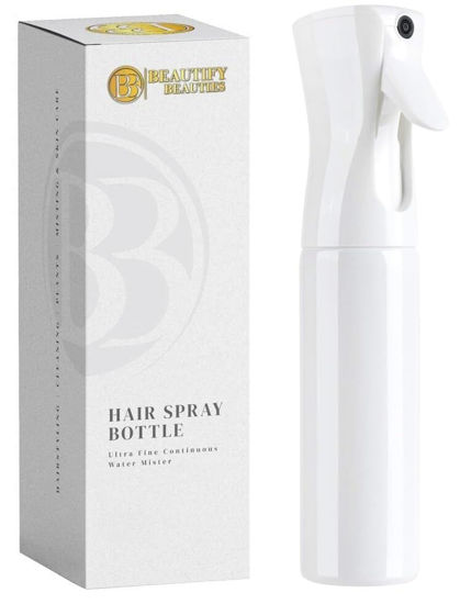Picture of BeautifyBeauties Hair Spray Bottle - Ultra Fine Continuous Water Mister for Hairstyling, Cleaning, Plants, Misting & Skin Care (White, 6.8 Ounces)