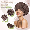 Picture of BONNET QUEEN 2Pcs Pack Silk Bonnet for Sleeping Satin Bonnet Hair Bonnet with Tie Band Sleep Bonnet Men Bonnet for Women Curly Hair Brown Champagne