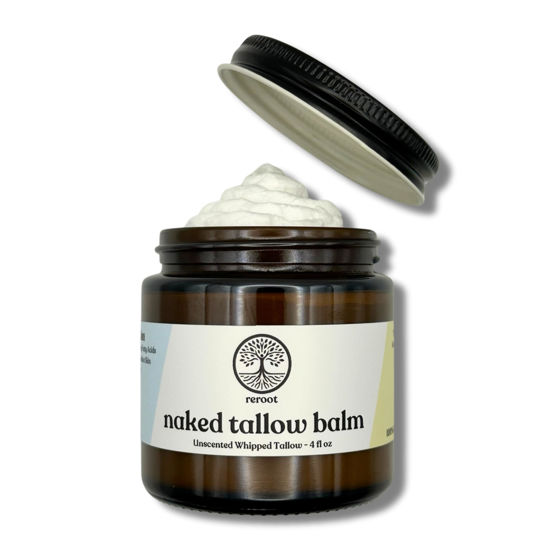 Picture of Handmade NAKED TALLOW BALM | 1 Ingredient - 100% Grass Fed Tallow | Whole Body & Face | Whipped & UNSCENTED for Sensititve Dry Skin, Babies, Eczema, Psoriasis, Rosacea (4oz)