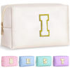 Picture of TOPEAST Preppy Makeup Bag, Cute Makeup Pouch PU Leather Waterproof Cosmetic Bag, Personalized Birthday Gifts for Mom Teacher Friends Bridesmaids Nurse, Trendy Stuff For Girls (White I)