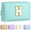 Picture of TOPEAST Preppy Bag, Monogrammed Makeup Bags with Zipper, Cute Makeup Pouch, Initial Birthday Gifts Bag for Daughter Friends Sister, Preppy Things For Girls (Blue H)