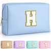 Picture of TOPEAST Preppy Bag, Monogrammed Makeup Bags with Zipper, Cute Makeup Pouch, Initial Birthday Gifts Bag for Daughter Friends Sister, Preppy Things For Girls (Sky Blue H)