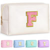 Picture of TOPEAST Preppy Makeup Bag, Small Cosmetic Travel Bags for Women, PU Leather Waterproof Toiletry Bag with Zipper, Personalized Birthday Gift For Women Girl, Preppy Gifts For Girl (Pearly White F)