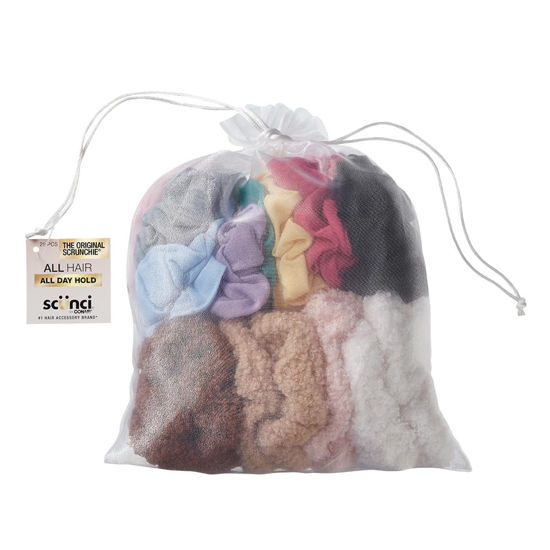 Picture of Scunci by Conair Comfy Knit & Sherpa Scrunchie - hair accessories - hair accessories for women - Assorted Colors- 25 Count
