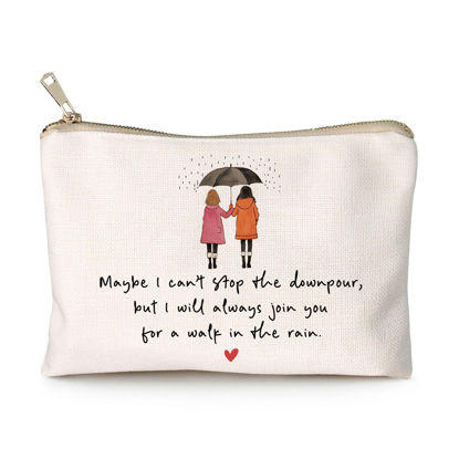 Picture of Maybe I Can't Stop The Downpour Cosmetic Bag, Tough Times Sister Gifts, Gift for Friend in Need, Friendship Support, Always Here for You, Makeup Case, Small Travel Bag, Bestie Gift