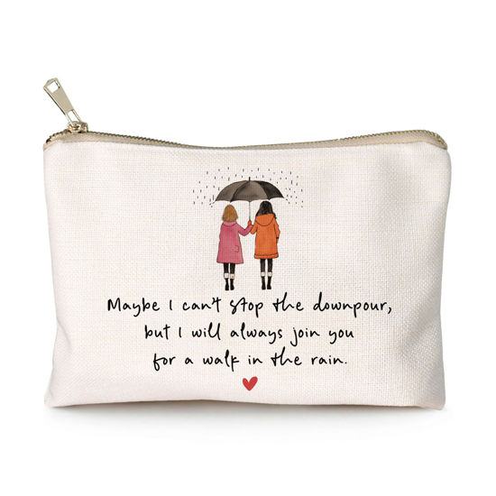 Picture of Maybe I Can't Stop The Downpour Cosmetic Bag, Tough Times Sister Gifts, Gift for Friend in Need, Friendship Support, Always Here for You, Makeup Case, Small Travel Bag, Bestie Gift