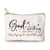 Picture of God is Still Writing Your Story Travel Bag Funny Christian Women of the Bible Makeup Bag Bible Quote Christian Quotes Scripture Makeup Pouch Linen Cotton Bag