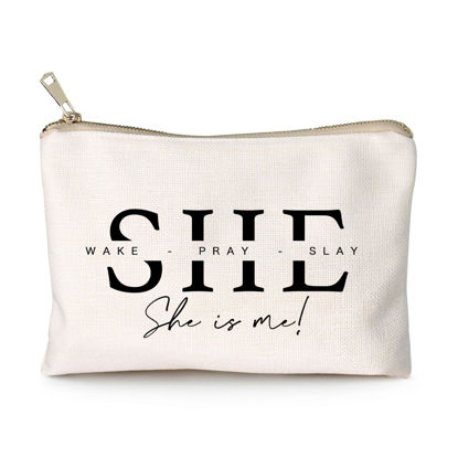 Picture of She Wake Pray Slay, She Is Me, Makeup Bag, I Am She, Motivational Cosmetic Bags, Entrepreneur Girl Boss, Boss Girl Gift, Mother's Day Gift, She Is Mom