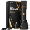 Picture of Risina Body Hair Trimmer for Men, IPX7 Waterproof Versatile Shaver for Temple, Groin, Nose, Ear Hairs, Beard, Electric Razor for Men, Painless Grooming Kit with 2 Replaceable Ceramic Blade Heads