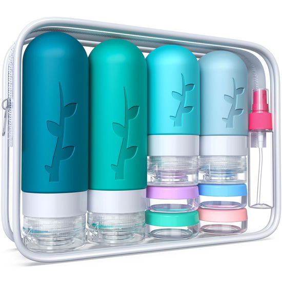 Picture of 18pack Travel Bottles for Toiletries,TSA Approved Silicone Travel Containers jar for Toiletries,Leak Proof Refillable Liqus Shampoo And Conditioner Travel Essentials toiletry Bottles