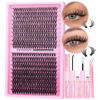 Picture of Natural Lash Cluster Kit Thick Eye Lash Clusters Natural Look 30D+40D D Curl 8-16mm Lash Extension Kit Wispy Eyelash Clusters Volume Individual Lashes with Lash Bond and Seal Waterproof and Tweezers
