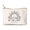 Picture of Be The Light Matthew 5:14 Gift Makeup Case Believe Cosmetic Bag Self Love Religious Makeup Pouch Linen Cotton Bag Vintage Christian Bible Verse Sunshine Inspirational Gift