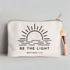 Picture of Be The Light Matthew 5:14 Gift Makeup Case Believe Cosmetic Bag Self Love Religious Makeup Pouch Linen Cotton Bag Vintage Christian Bible Verse Sunshine Inspirational Gift
