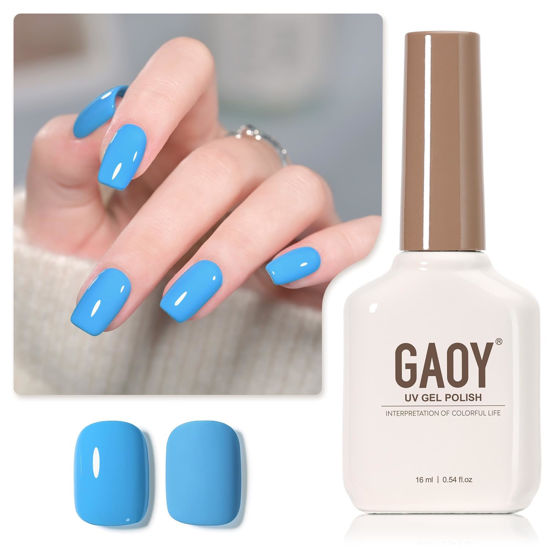 Picture of GAOY Blue Gel Nail Polish, 16ml Soak Off Gel Polish, UV Light Cure for Nail Art DIY Manicure at Home, 2453 Celestial Blue