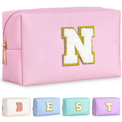 Picture of TOPEAST Makeup Organizer - Initial Makeup Bag, Desk Organizer Small Cosmetic Bag Desktop Cosmetic Organiser (Letter N)