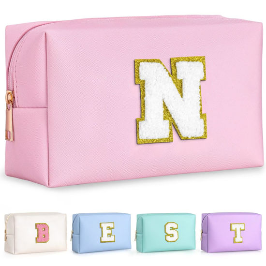 Picture of TOPEAST Makeup Organizer - Initial Makeup Bag, Desk Organizer Small Cosmetic Bag Desktop Cosmetic Organiser (Letter N)