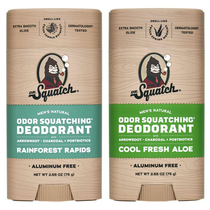 Picture of Dr. Squatch Natural Deodorant for Men - Odor-Squatching Men's Deodorant Aluminum Free - Rainforest Rapids + Cool Fresh Aloe (2.65 oz, 2 Pack)