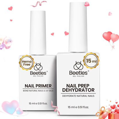Picture of Beetles Nail Prep Dehydrator and Primer, 15ml Acid Free & Hema-Free Natural Nail Prep Dehydrate and Bond Primer for Acrylic Nail Manicure Gift Professional Salons Set