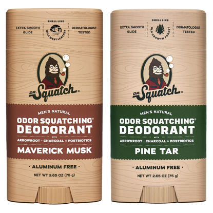 Picture of Dr. Squatch Natural Deodorant for Men - Odor-Squatching Men's Deodorant Aluminum Free - Maverick Musk + Pine Tar (2.65 oz, 2 Pack)
