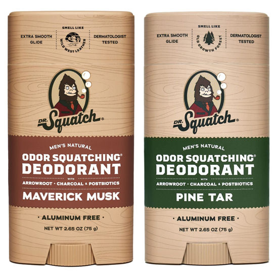 Picture of Dr. Squatch Natural Deodorant for Men - Odor-Squatching Men's Deodorant Aluminum Free - Maverick Musk + Pine Tar (2.65 oz, 2 Pack)