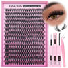 Picture of FANXITON DIY Lash Extension Kit 40D D Curl Individual Lashes Lash Clusters Kit Cluster Lashes Lash Bond and Seal and Lash Tweezers for Lash Clusters Kit DIY at Home