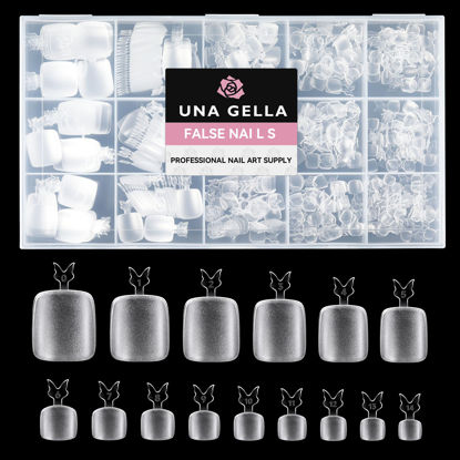 Picture of UNA GELLA Toe Nail Tips 504Pcs - Full Cover Matte Squavol Toe Nails Soft Gel Pre-file Gel x Toe Nail Tips For Toe Nail Extensions Home DIY Nail Salon Soak Off 15 Sizes
