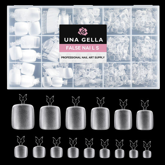 Picture of UNA GELLA Toe Nail Tips 504Pcs - Full Cover Matte Squavol Toe Nails Soft Gel Pre-file Gel x Toe Nail Tips For Toe Nail Extensions Home DIY Nail Salon Soak Off 15 Sizes