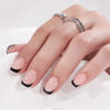 Picture of French Tip Press On Nails - BTArtbox Jelly Square Fake Nails with Nail Glue, Reusable Semi-Transparent Stick On Nails in 15 Sizes - 30PCS Soft Gel Glue On Nails Kit for Valentines Gift, Classic Black