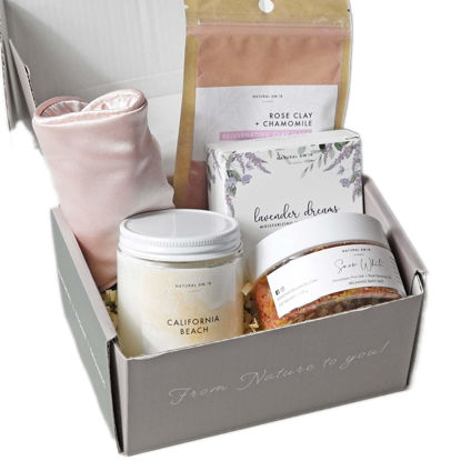 Picture of Natural Amor Handmade Spa Gift Set, Relaxing 5pcs Self Handmade Skin Care Sets Gift Package for Women, Birthday Gift, Natural Gift Idea,Spa Gifts for Women