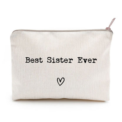 Picture of Best Sister Ever, Sister Gift, Missing You, Send Love, Makeup Case, Toiletry Bag, Gift for Friend, Makeup Bag for Best Friends, Best Friends Gifts