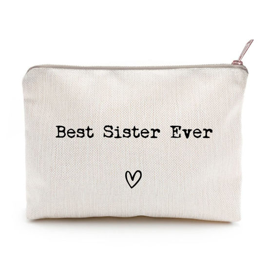 Picture of Best Sister Ever, Sister Gift, Missing You, Send Love, Makeup Case, Toiletry Bag, Gift for Friend, Makeup Bag for Best Friends, Best Friends Gifts