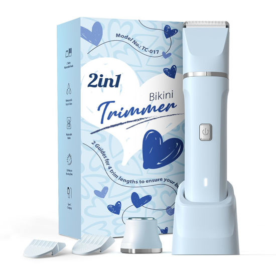 Picture of Electric Shaver for Women - Body Hair Trimmer Shaver for Women's Grooming, Wet & Dry Use Groomer, Dusk Razor for Women, Ladies Electric Razors for Legs, Female Trimmer for Private Area, Blue