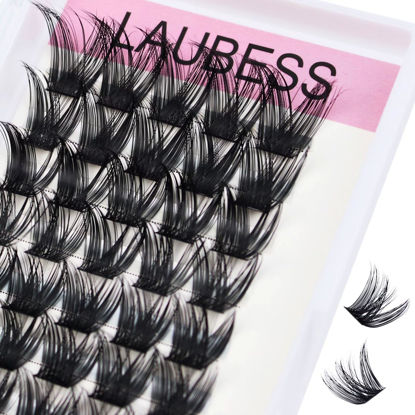 Picture of Cluster Lashes Individual Lashes D Curl Lash Clusters Volume Eyelash Clusters DIY Lash Extension Kit Fluffy Cluster Eyelash Extensions (02-0.07D, 12mm)