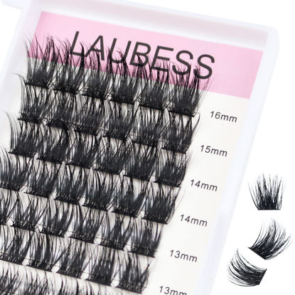 Picture of Individual Lashes 72 Cluster Lashes Mixed Tray Volume Eyelash Clusters DIY Lash Extension Kit Soft Lash Clusters Fluffy Mink Cluster Eyelash Extensions (03-0.07C, 9-16mm)