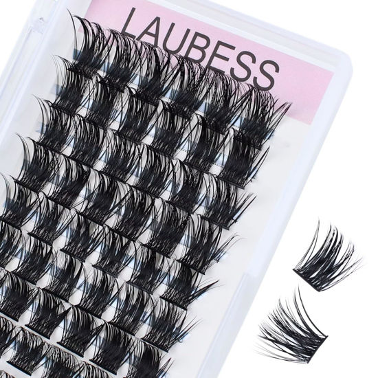 Picture of Lash Clusters 72pcs Individual Lashes Wispy Cluster Lashes Reusable Eyelash Clusters DIY Eyelash Extension Soft Individual Lash Extension Supplies (01-0.07D, 16mm)