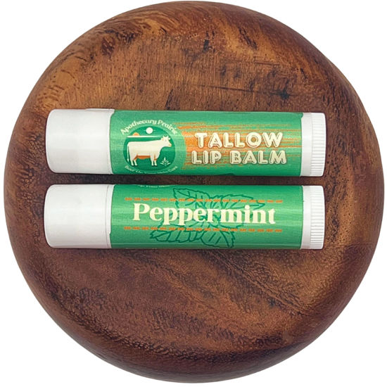 Picture of Tallow Lip Balm with Grass-fed and Finished Tallow, Organic Beeswax and Natural Peppermint Oil - Handmade With Only 3 Ingredients To Lock In Soothing Moisture (Peppermint) - 2 Pack