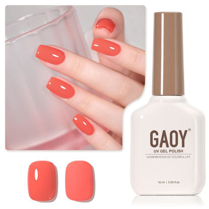 Picture of GAOY Orange Gel Nail Polish, 16ml Soak Off Gel Polish, UV Light Cure for Nail Art DIY Manicure at Home, 2446 Coral Orange