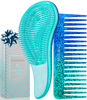 Picture of Detangler Brush & Wide Tooth Comb Hair Brush Gift Set - Ideal Gifts Under 10 Dollars for Womens Stocking Stuffers & Teenage Girls Gifts Ideas, Blue