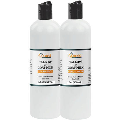 Picture of Beef Tallow & Goat Milk Shampoo and Conditioner Set - Handmade Hair Care for Thinning Relief, Sea Moss Shampoo and Conditioner, Thickening Formula for Hair Regrowth & Str (Shampoo & Conditioner 12 Oz)