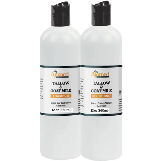 Picture of Beef Tallow & Goat Milk Shampoo and Conditioner Set - Handmade Hair Care for Thinning Relief, Sea Moss Shampoo and Conditioner, Thickening Formula for Hair Regrowth & Str (Shampoo & Conditioner 12 Oz)